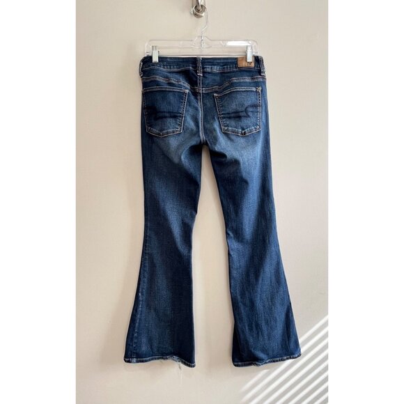 American Eagle Boho Artist Jeans Womens 8 Dark Wash Low Rise Flare Y2K - Picture 1 of 8
